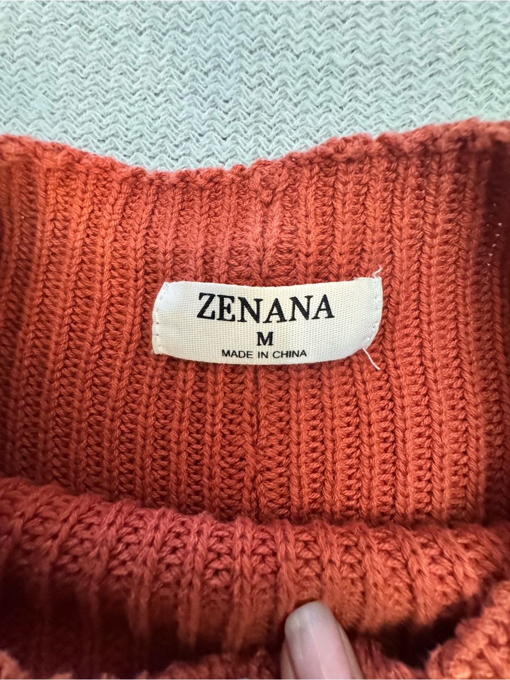 Zenana Outfitters Rust Short-Sleeve Crewneck Sweater with Pocket - Picture 2 of 4